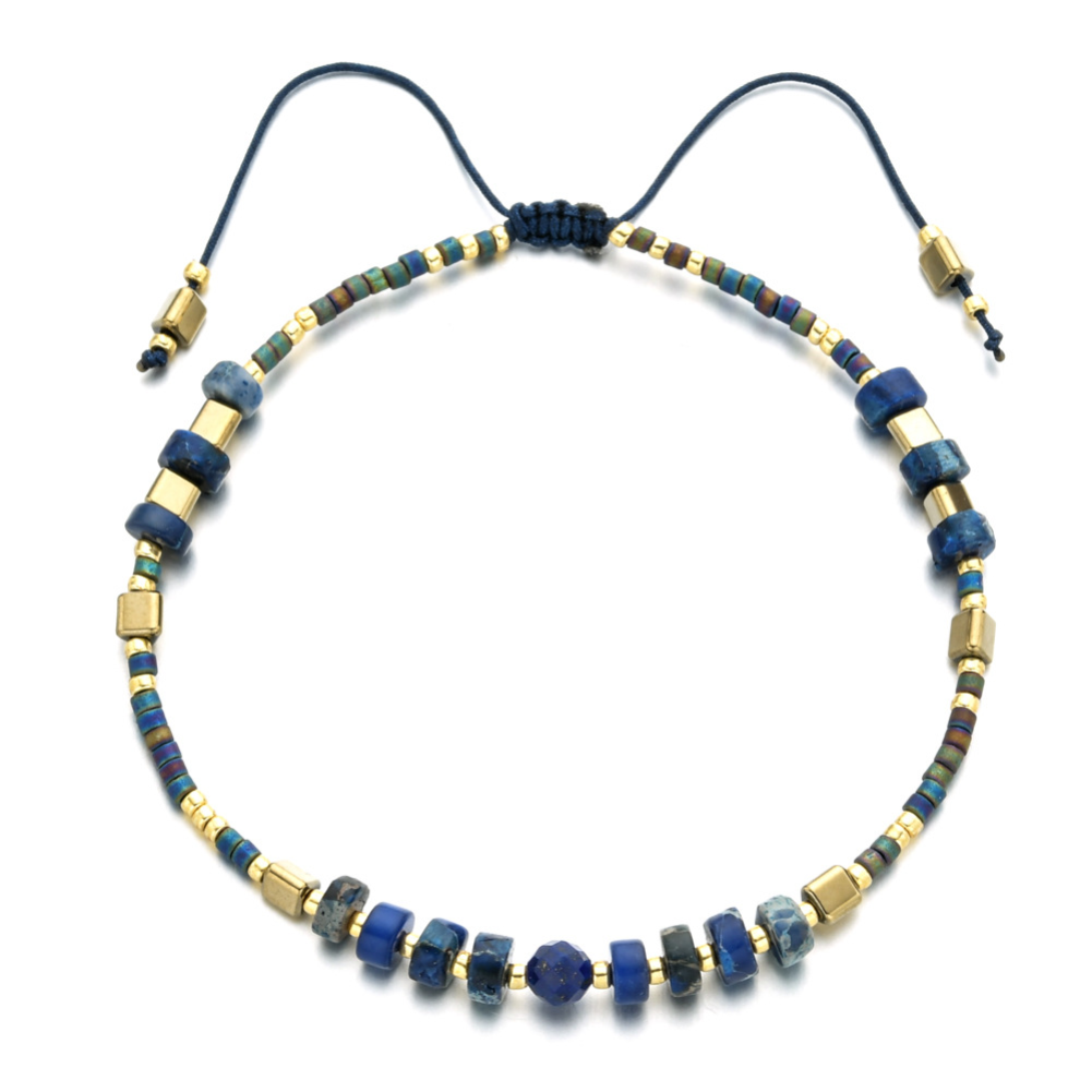 “Power of Gemstone” Amethyst Japanese Seed Bead String Bracelet